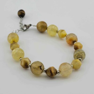 Beaded Bracelet for Women – Cat’s Eye & Quartz Gemstones