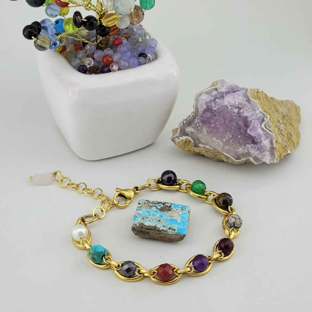 Beaded Bracelet for Women – Chakra Stones Design