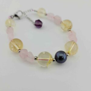 Women's Citrine and Rose Quartz Gemstone Bracelet