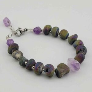 Women's Fire Agate & Amethyst Gemstone Bracelet