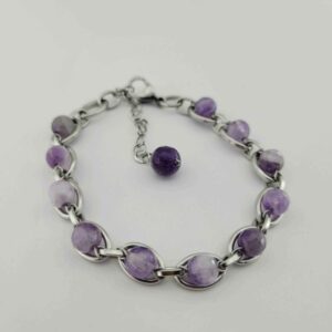 Women's Steel Purple Amethyst Stone Bracelet