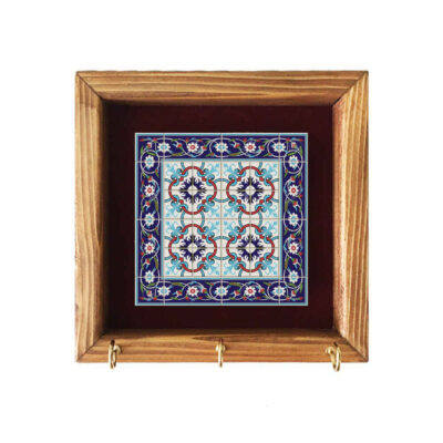 Ceramic Wall Key Holder – with Wooden Frame & Model Hasti