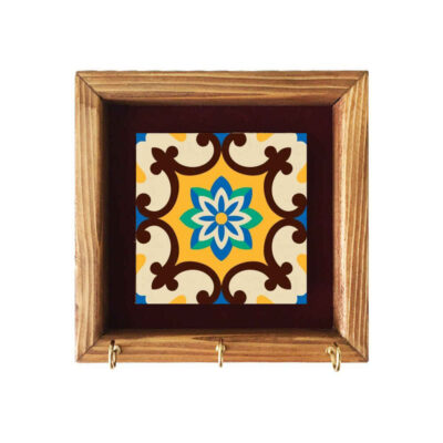 Ceramic Wall Key Holder – with Wooden Frame Model Sima