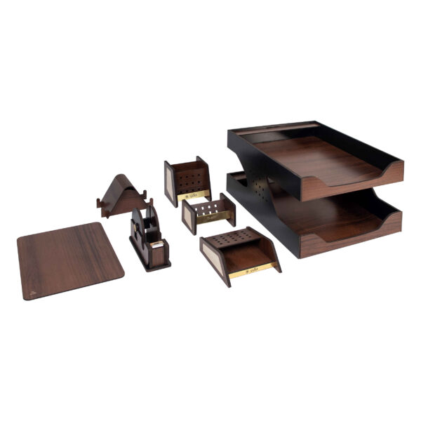 Wooden Desk Organizer Accessories Set - Model Diplomat (7pcs)