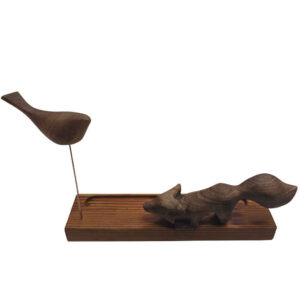 Wooden Incense Holder Model Bird & Fox (x2)