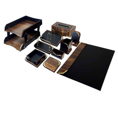 Wooden Office Desk Organizer – Model Avang (10 Pieces)