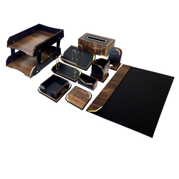 Wooden Office Desk Organizer - Model Avang (10 Pieces)