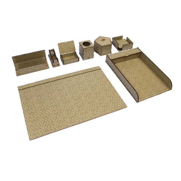 Wooden Office Desk Organizer Accessories - Model Bardia (8pcs)