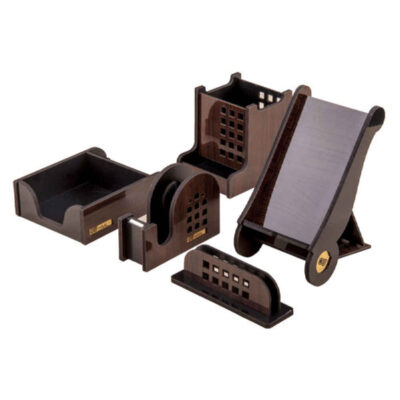 Wooden Office Desk Organizer Accessories – Model Edari (5pcs)