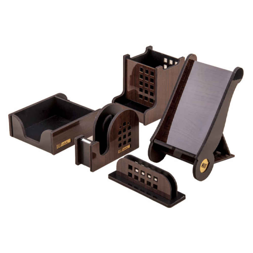 Wooden Office Desk Organizer Accessories - Model Edari (5pcs) - ShopiPersia