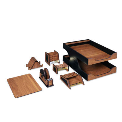 Wooden Office Desk Organizer Accessories – Model Laya (7pcs)