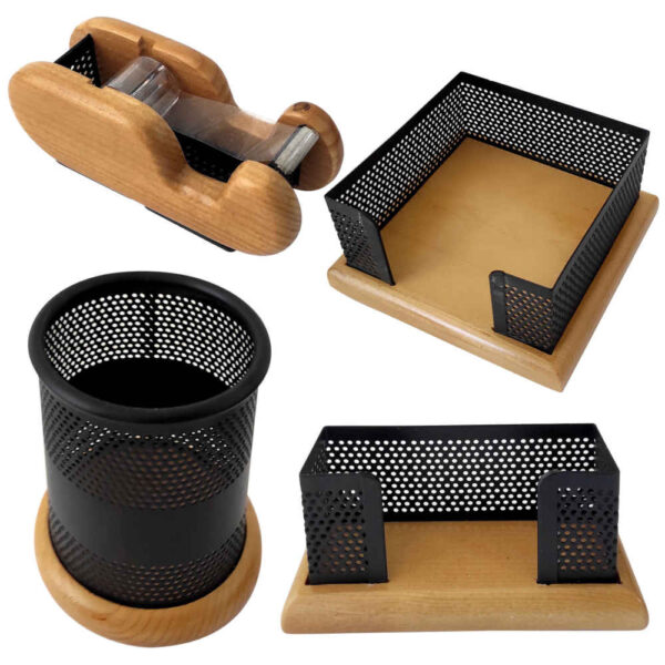 Wooden Office Desk Organizer Accessories - Model Vandad (4pcs)