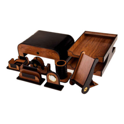 Wooden Office Desk Organizer Accessories – Model West (8pcs)
