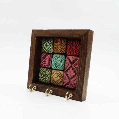 Ceramic Wall Key Holder – with Wooden Frame & Model Sonnati