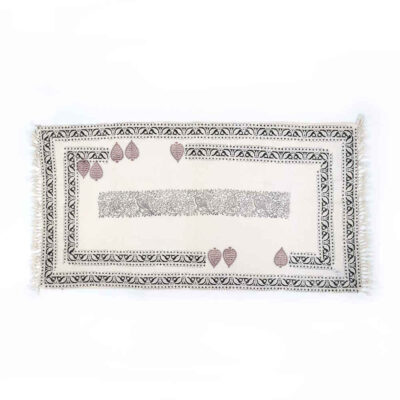 Handcrafted Linen Block Print Table Runner Gol o Morgh