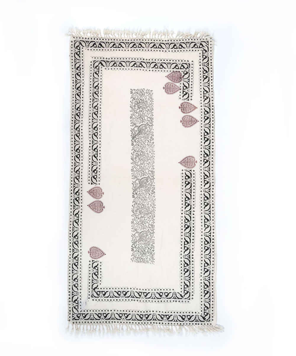 Handcrafted Linen Block Print Table Runner Gol o Morgh