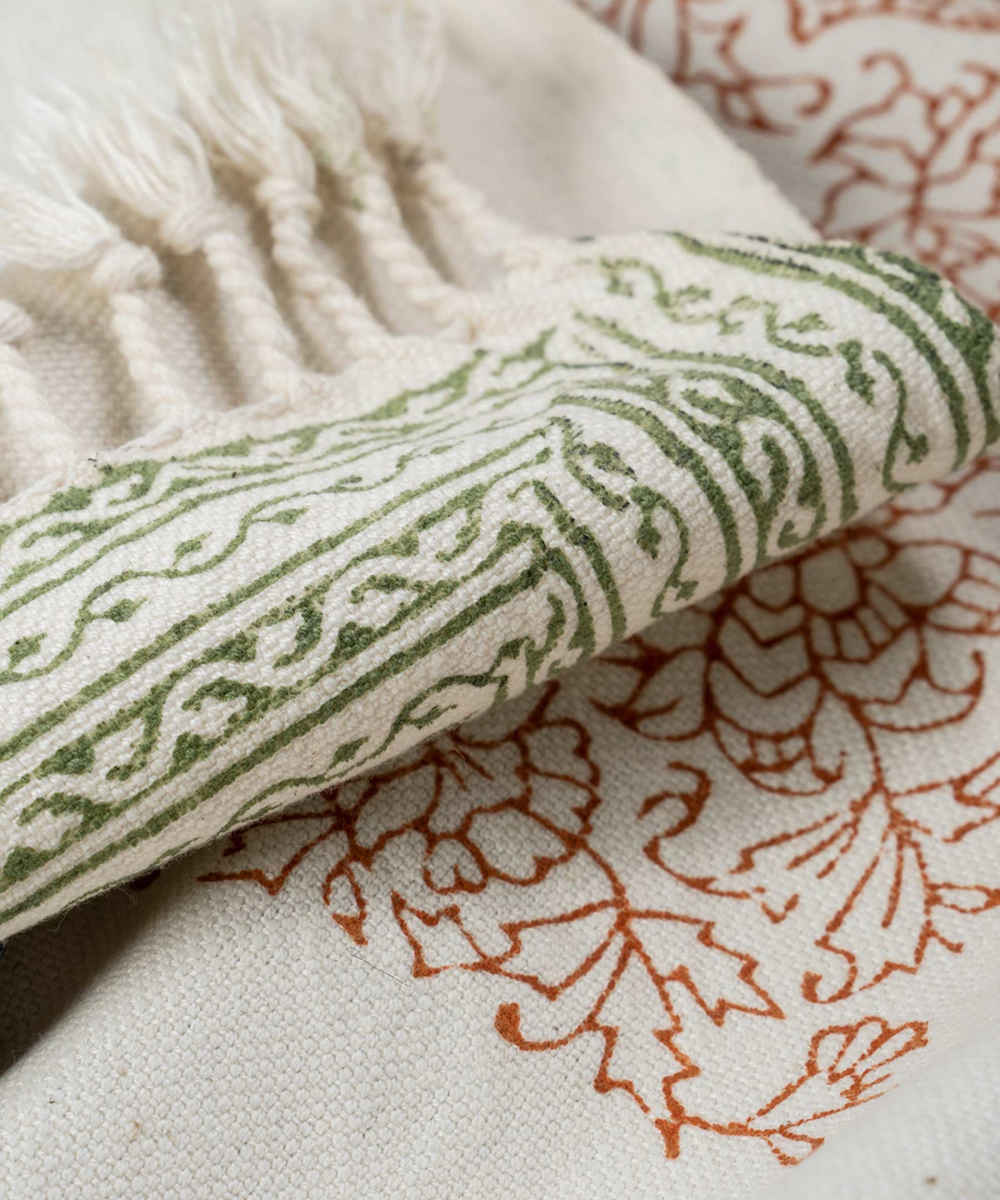 Handcrafted Linen Block Print Table Runner Golabtoon