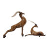 Set of 2 Decorative Brown Gazelle Figurines - Wildlife Art Decor