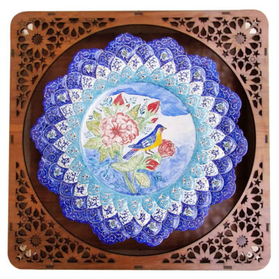 Decorative Copper Plate Hand-Painted with Persian Minakari Enamel Floral