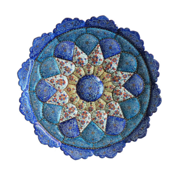 Decorative Copper Wall Plate Hand-Painted with Persian Minakari Enamel Eslimi