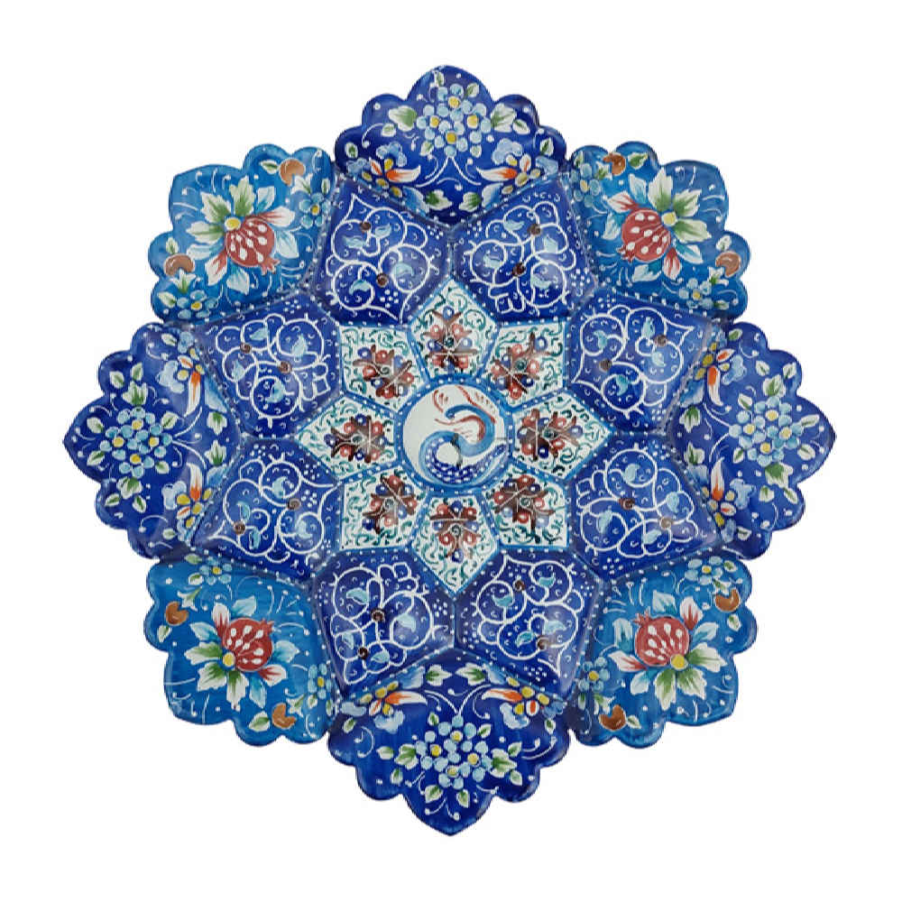 Decorative Copper Plate Hand-Painted with Persian Minakari Enamel Floral