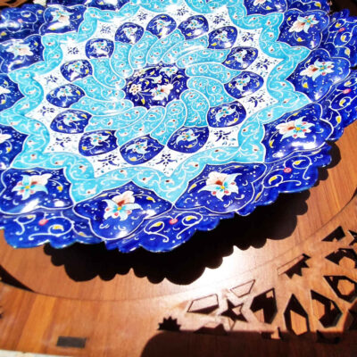 Decorative Copper Wall Plate Hand-Painted with Persian Minakari Enamel Gol