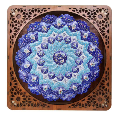 Decorative Copper Plate Hand-Painted with Persian Minakari Enamel Gol