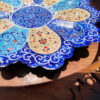 Decorative Copper Plate Hand-Painted with Persian Minakari Enamel Golabetoon