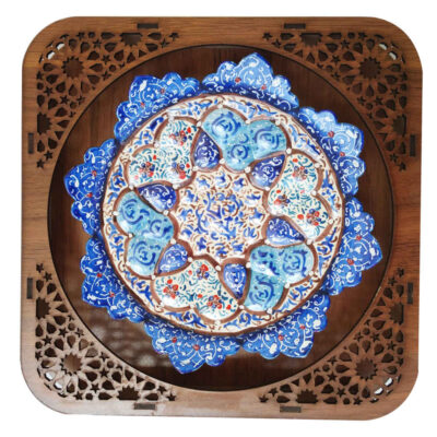 Decorative Copper Plate Hand-Painted with Persian Minakari Enamel Katrin