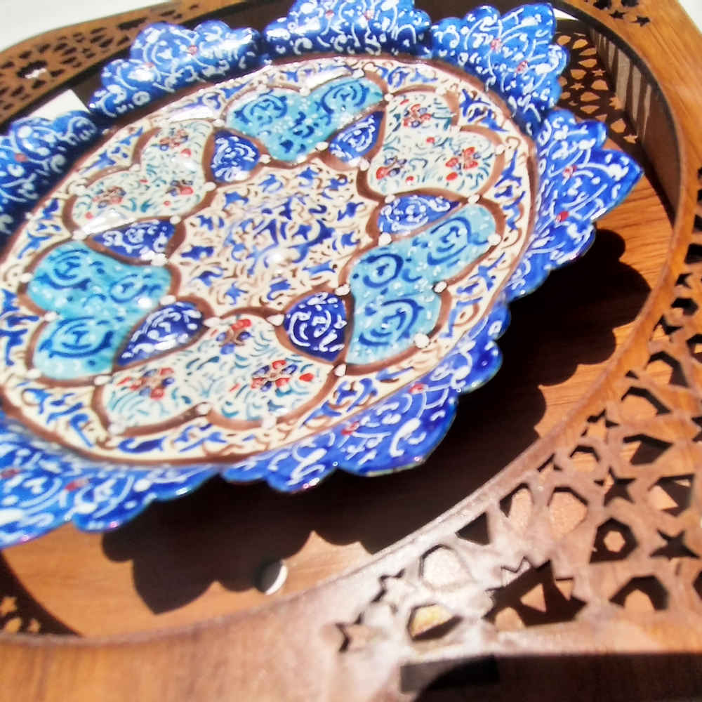 Decorative Copper Wall Plate Hand-Painted with Persian Minakari Enamel Katrin