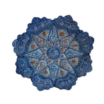 Decorative Copper Plate Hand-Painted with Persian Minakari Enamel Khataei