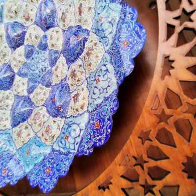 Decorative Copper Wall Plate Hand-Painted with Persian Minakari Enamel Nazanin