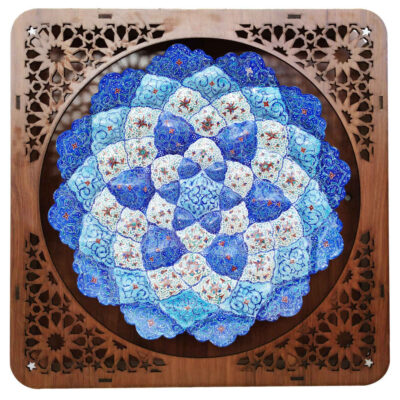 Decorative Copper Plate Hand-Painted with Persian Minakari Enamel Nazanin