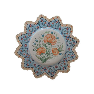 Decorative Copper Plate Hand-Painted with Persian Minakari Enamel Floral