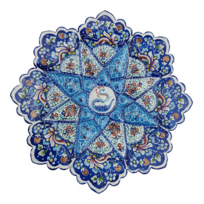Decorative Copper Plate Hand-Painted with Persian Minakari Enamel Star