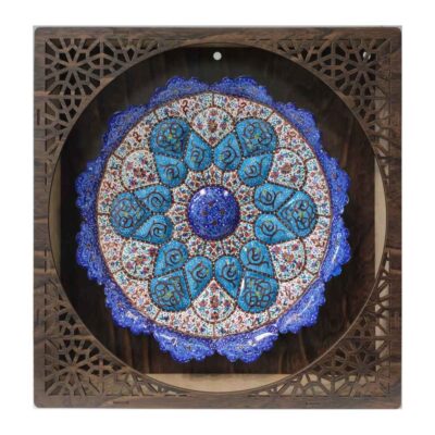 Decorative Copper Plate Hand-Painted with Persian Minakari Enamel Tanin