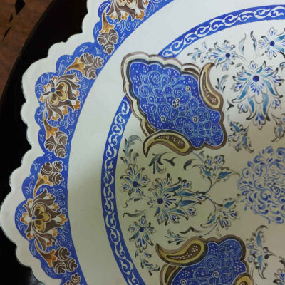Decorative Copper Wall Plate Hand-Painted with Persian Minakari Enamel Tazhib