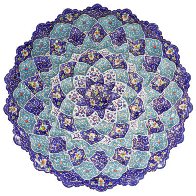 Decorative Copper Plate Hand-Painted with Persian Minakari Enamel Toranj