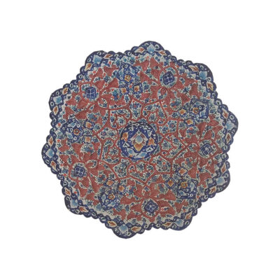Decorative Copper Plate Hand-Painted with Persian Minakari Enamel Panah