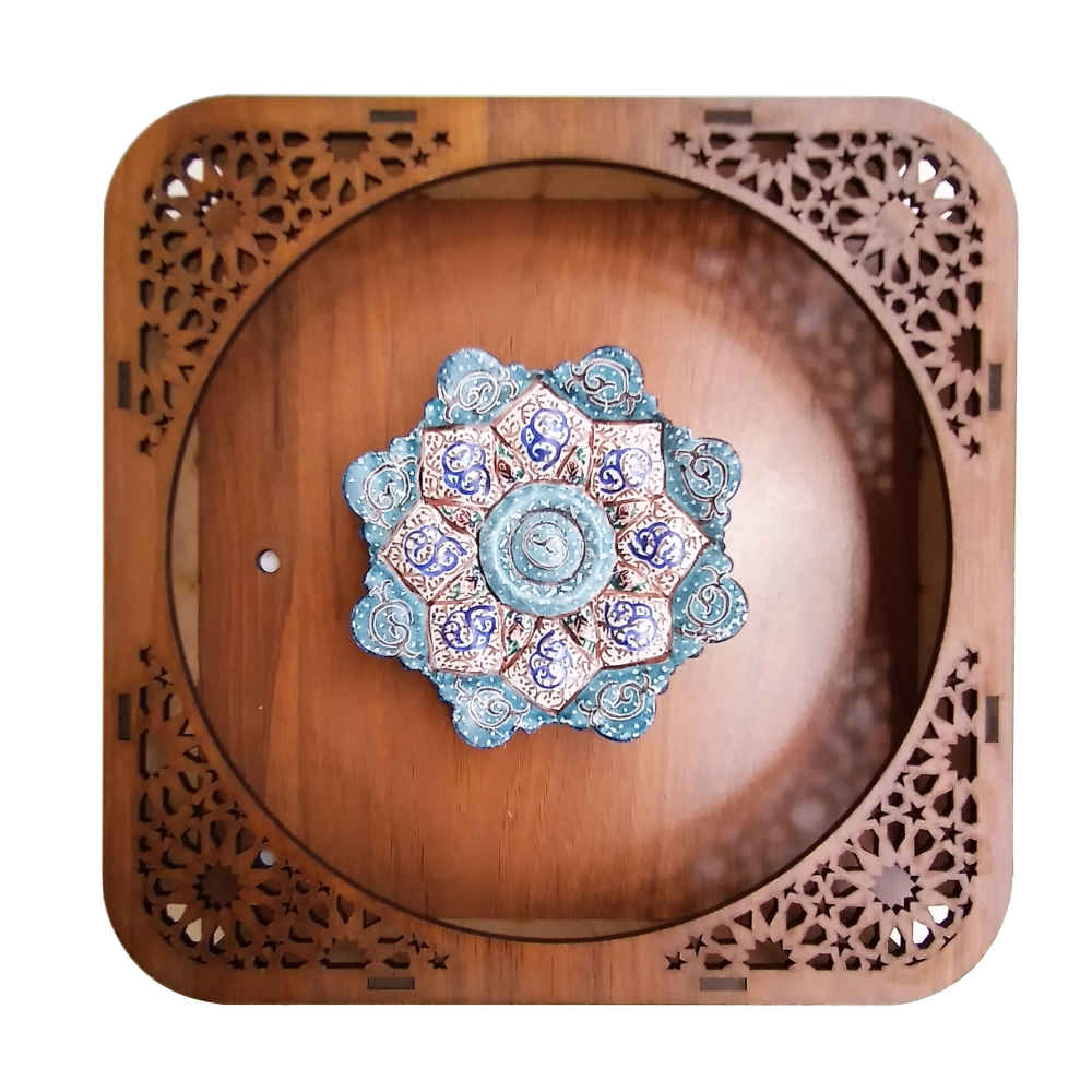 Decorative Copper Plate Hand-Painted with Persian Minakari Enamel Haami