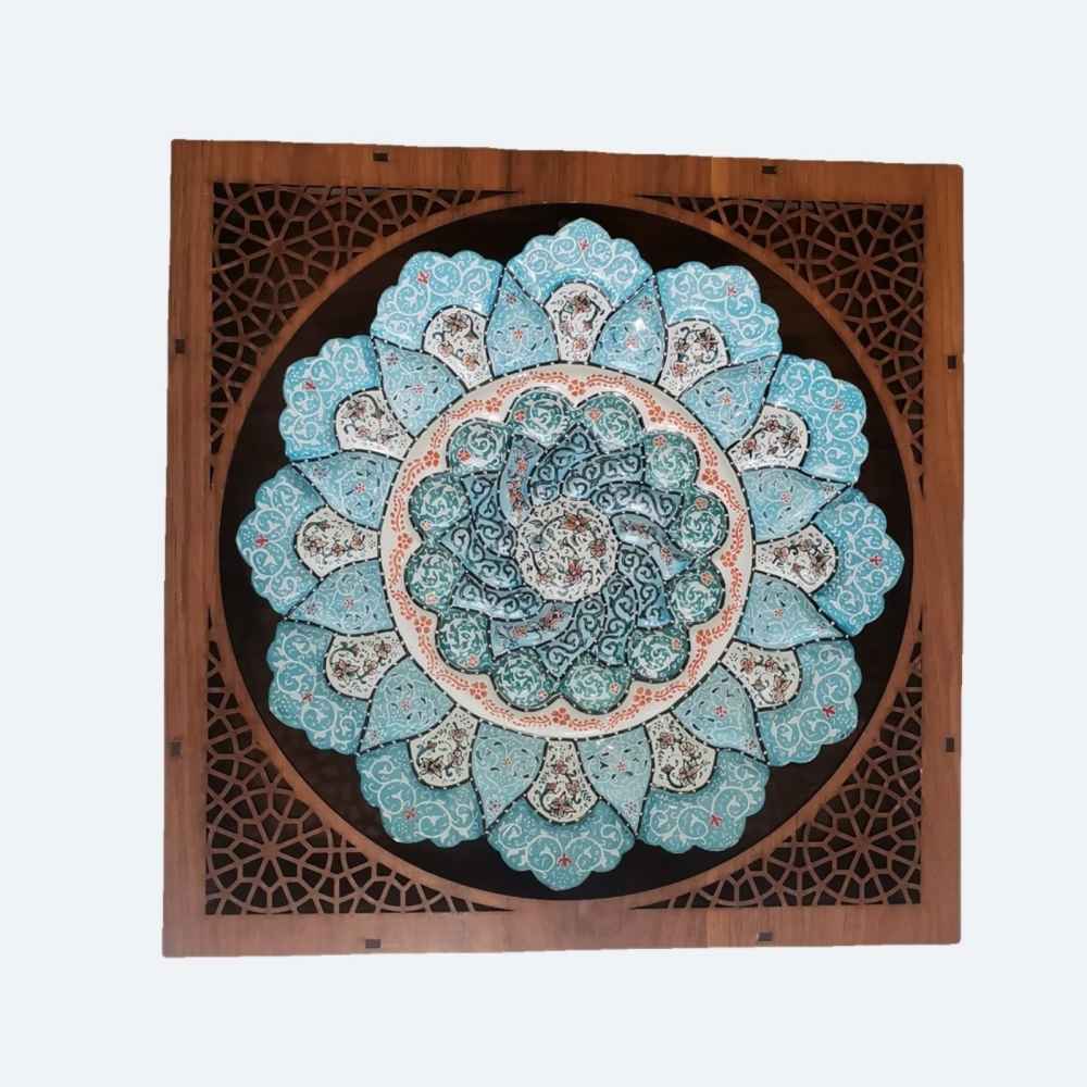 Decorative Copper Plate Hand-Painted with Persian Minakari Enamel Narges