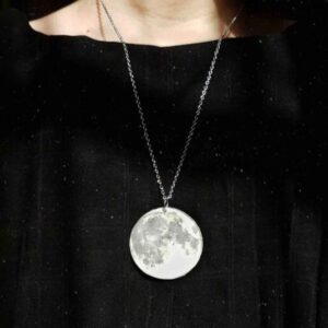 Handmade Women's Resin Necklace Model Moon