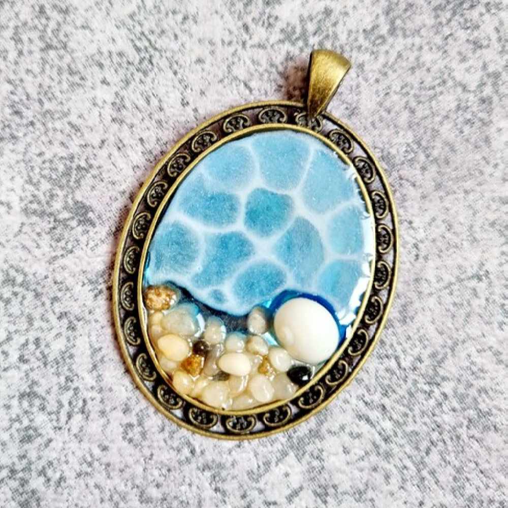 Resin Necklace Pendant for Women Handcrafted Sea