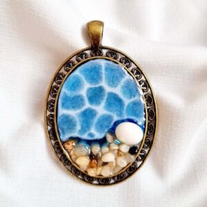 Handmade Women's Resin Necklace Model Sea