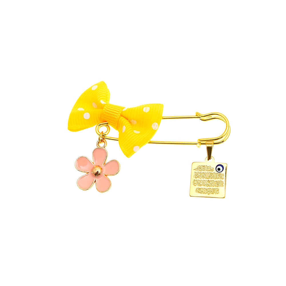 Islamic Golden Safety Pin Brooch for Kids Flower