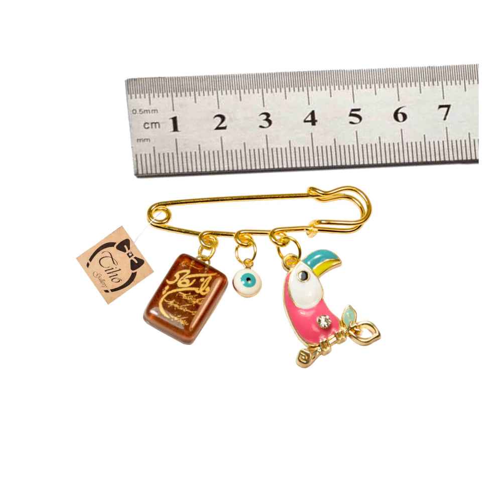Islamic Newborn Safety Pin Brooch Parrot