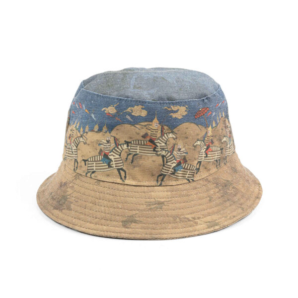 Artistic Design Bucket Hat with Iranian Razm Pattern