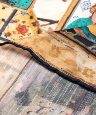 Persian Silk Neck Scarf for Women Luxe and Vibrant Square Khosro o Shirin