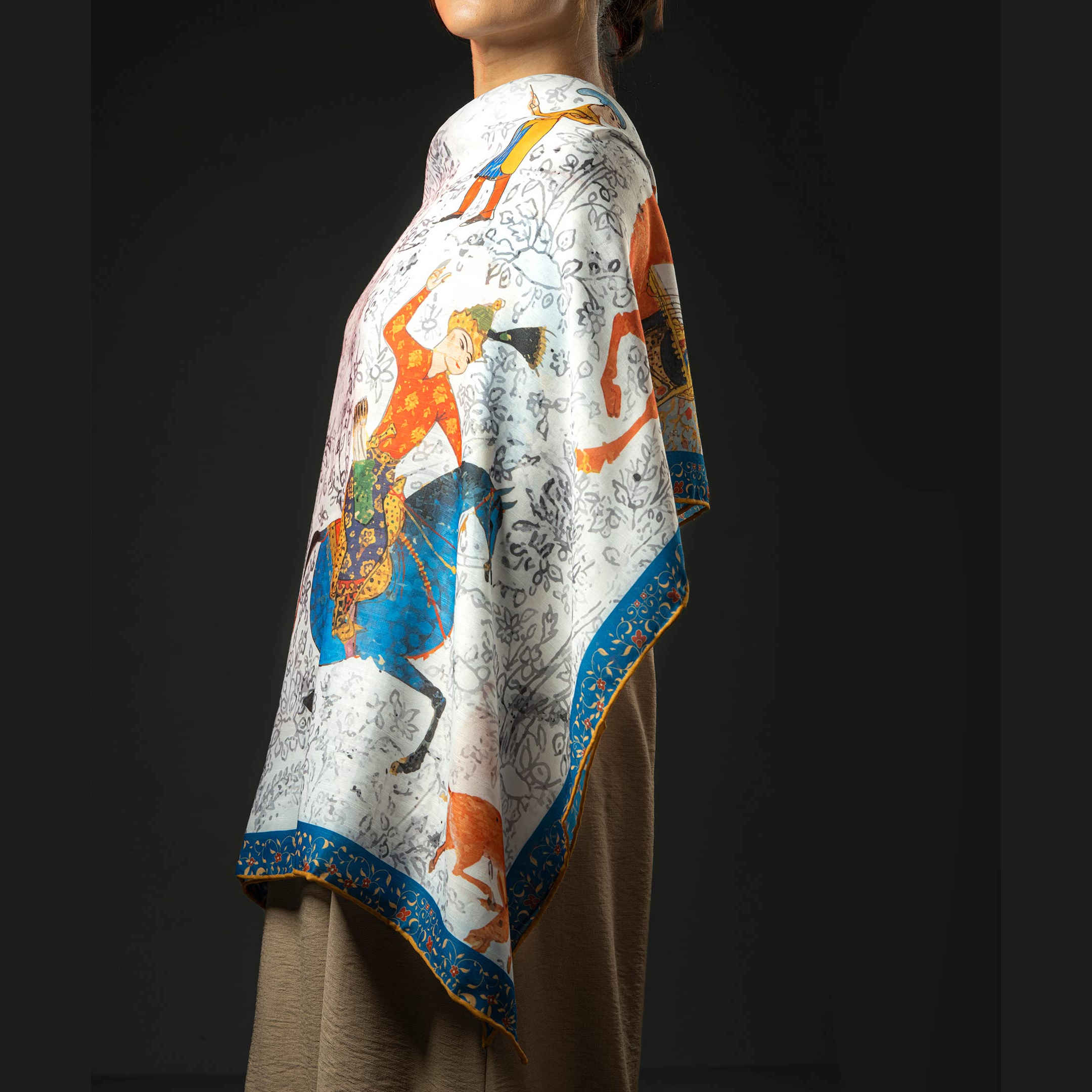 Persian Scarf for Women - Luxe and Vibrant Motif Bahram o Azadeh
