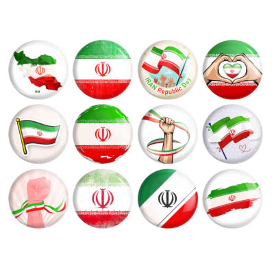 Persian Button Pin Set – Flag of Iran (12 pcs)